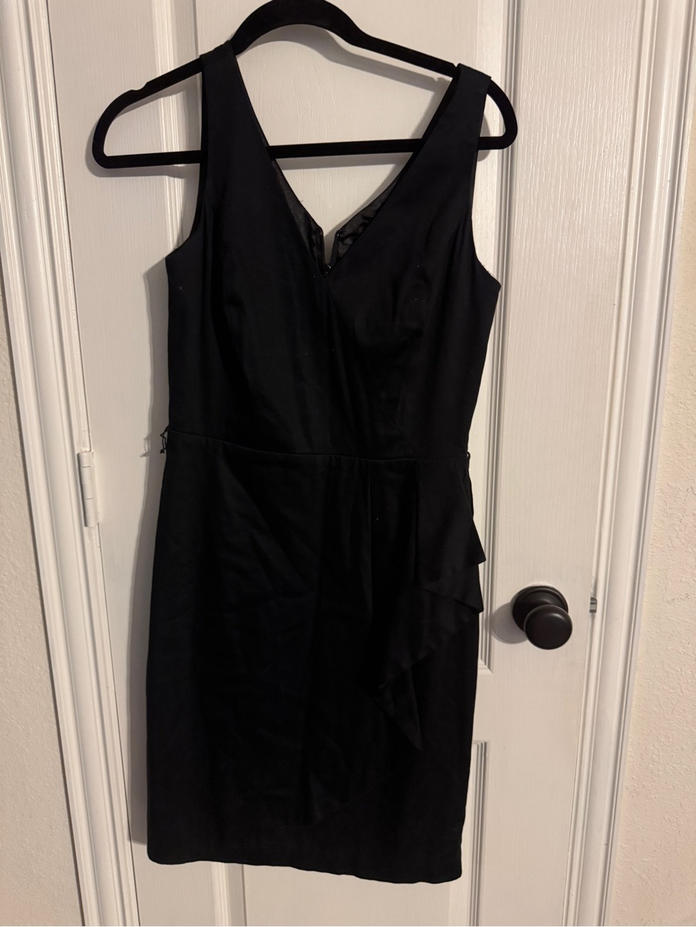 White House Black Market Black V-Neck Sleeveless Midi Dress